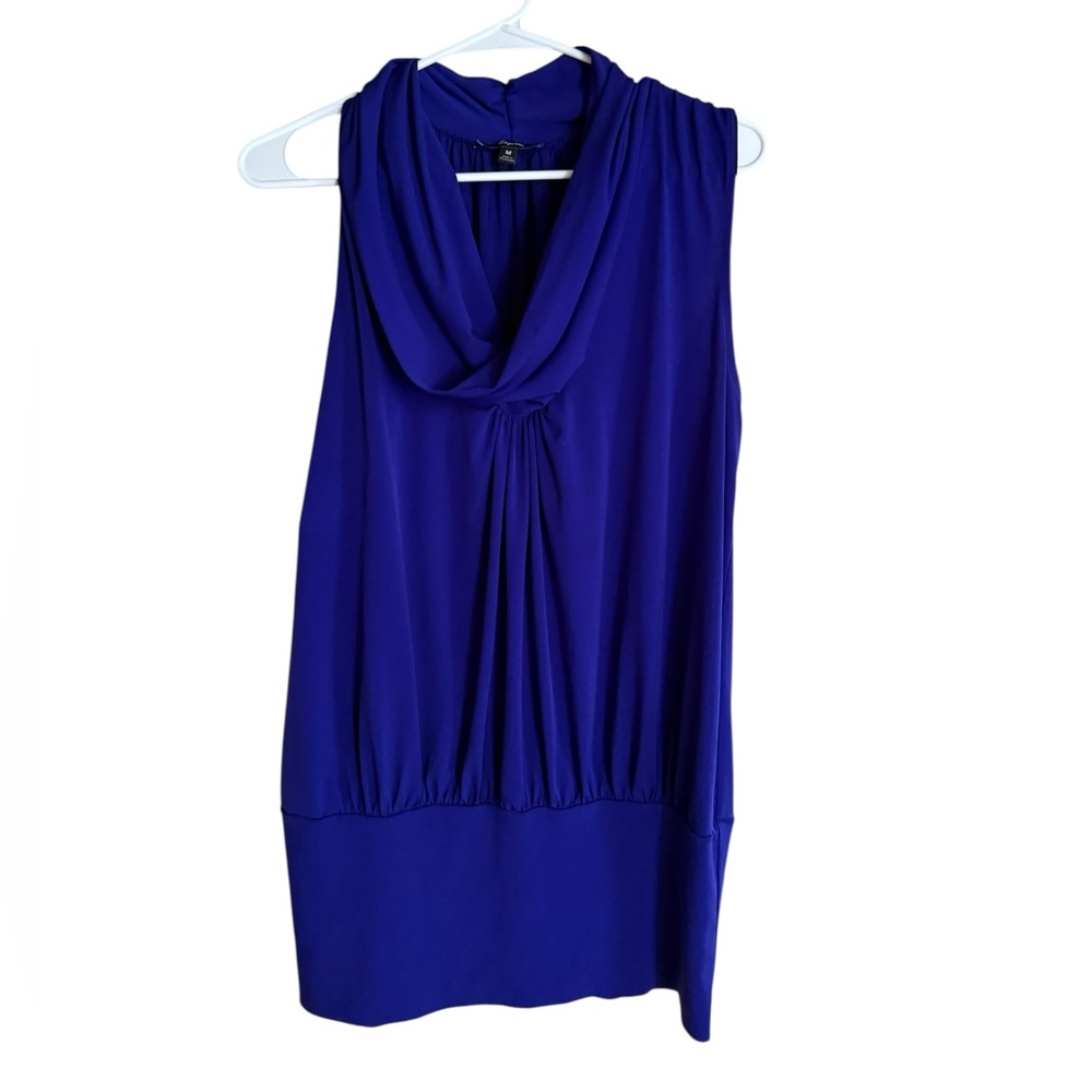Y2K Express Purple Indigo Cowl Neck Mini Cocktail Party Dress